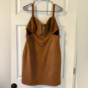 Women’s Suede Brown Dress with zip up front